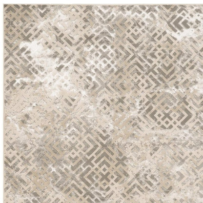 5' X 8' Sand And Light Blue Geometric Area Rug