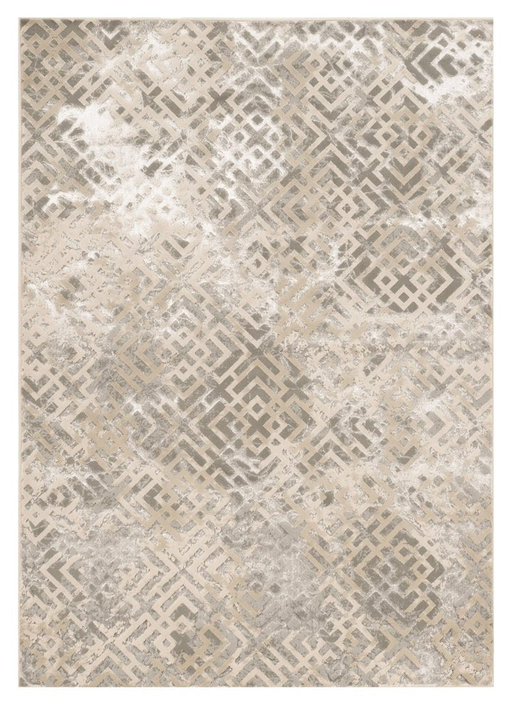 5' X 8' Sand And Light Blue Geometric Area Rug