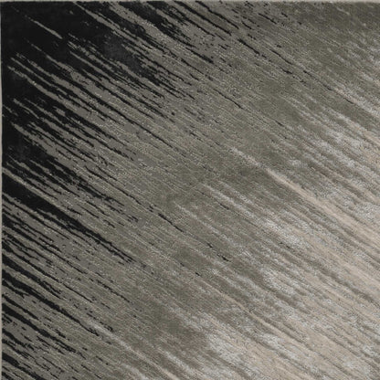 8' X 11' Silver Grey Machine Woven Abstract Brushstroke Indoor Area Rug