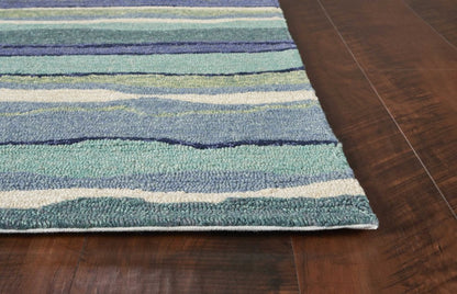 8' Blue Round Abstract Indoor Outdoor Area Rug