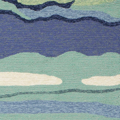 5' X 7' Ocean Abstract Design UV Treated Indoor Outdoor Area Rug