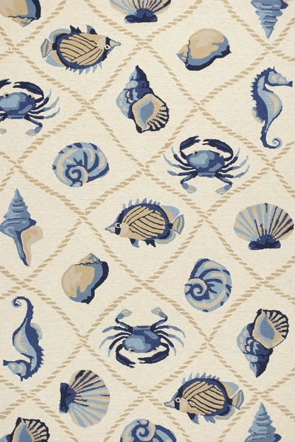 5' X 8' Sand Abstract Indoor Outdoor Area Rug