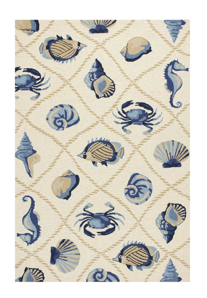 5' X 8' Sand Abstract Indoor Outdoor Area Rug