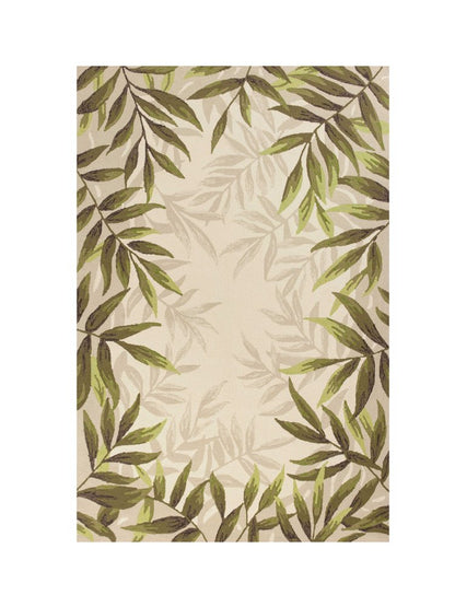 8' Sand Round Floral Indoor Outdoor Area Rug