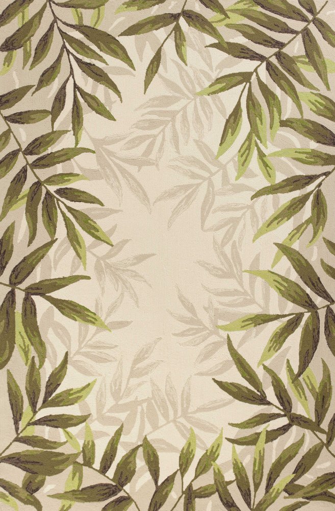 8' Sand Round Floral Indoor Outdoor Area Rug