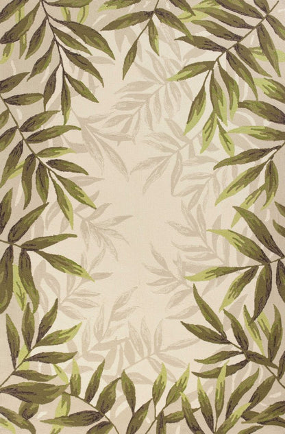 8' Sand Round Floral Indoor Outdoor Area Rug