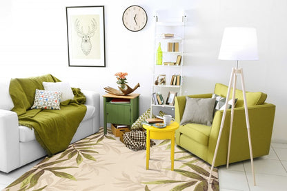 2' X 3' Beige Floral Handmade Indoor Outdoor Area Rug