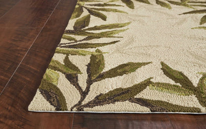 2' X 3' Beige Floral Handmade Indoor Outdoor Area Rug