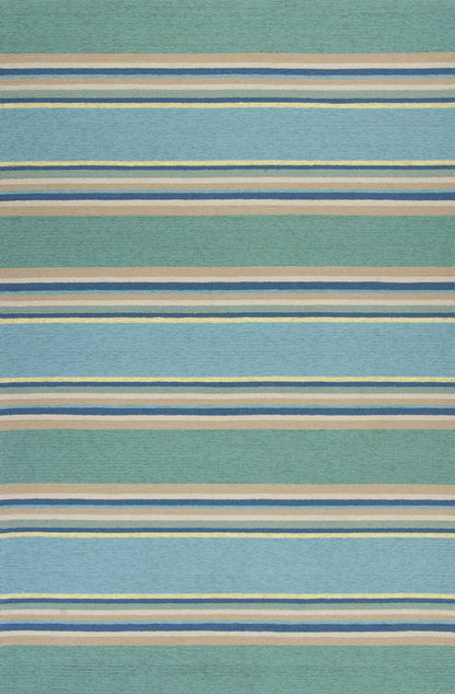 3' X 5' Blue Striped Handmade Indoor Outdoor Area Rug