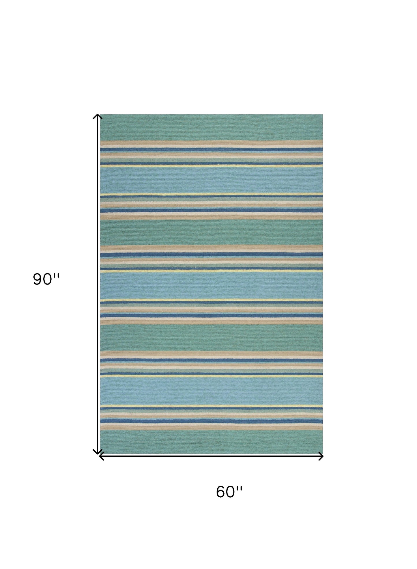 3' X 5' Blue Striped Handmade Indoor Outdoor Area Rug