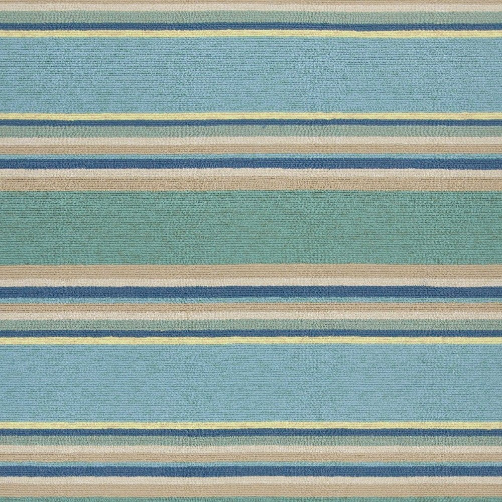 3' X 5' Blue Striped Handmade Indoor Outdoor Area Rug