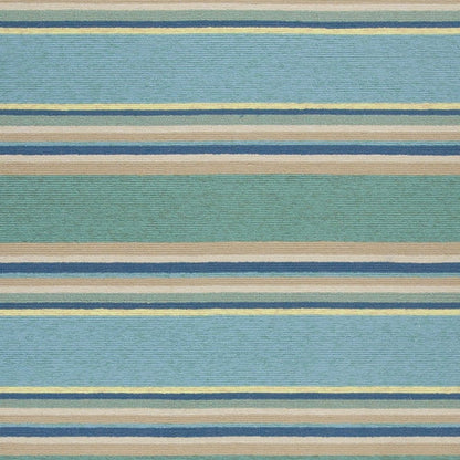 5' X 8' Blue Striped Indoor Outdoor Area Rug