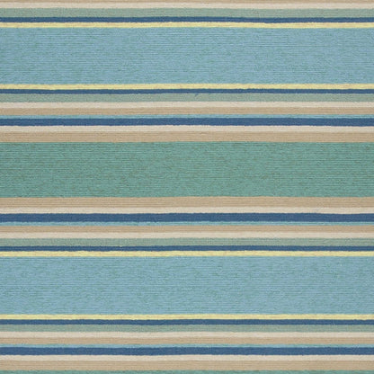 3' X 5' Blue Striped Handmade Indoor Outdoor Area Rug