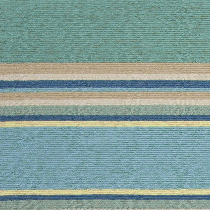 3' X 5' Blue Striped Handmade Indoor Outdoor Area Rug