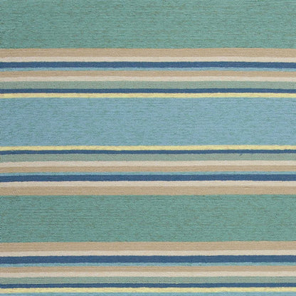 3' X 5' Blue Striped Handmade Indoor Outdoor Area Rug