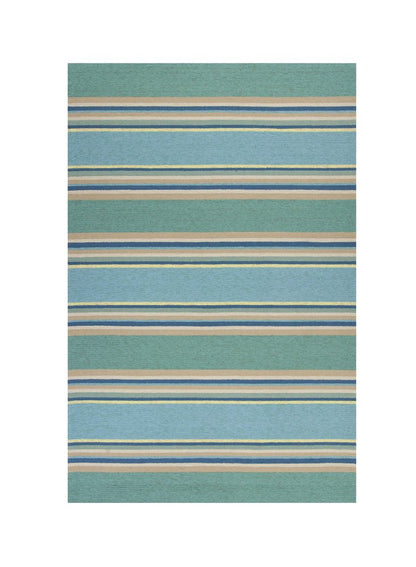 3' X 5' Blue Striped Handmade Indoor Outdoor Area Rug