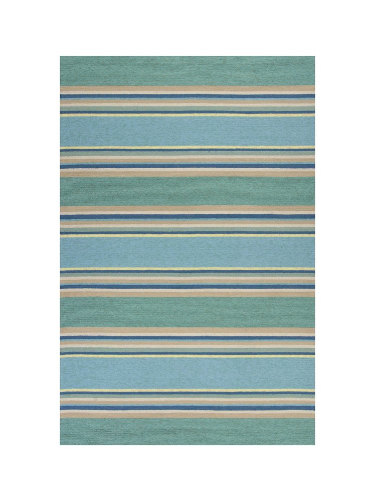 5' X 8' Blue Striped Indoor Outdoor Area Rug