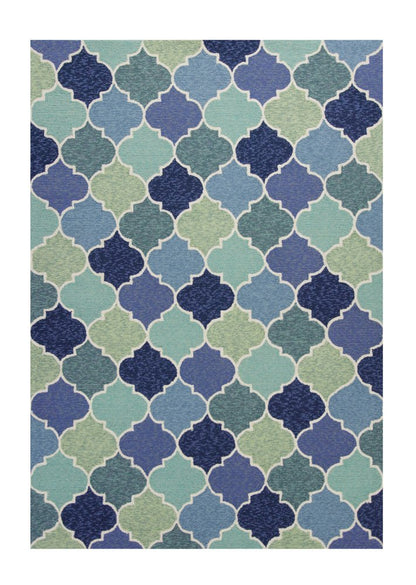 5' X 8' Blue Moroccan Indoor Outdoor Area Rug