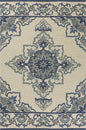 5' X 8' Ivory And Blue Damask Indoor Outdoor Area Rug