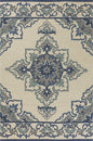 5' X 8' Ivory And Blue Damask Indoor Outdoor Area Rug