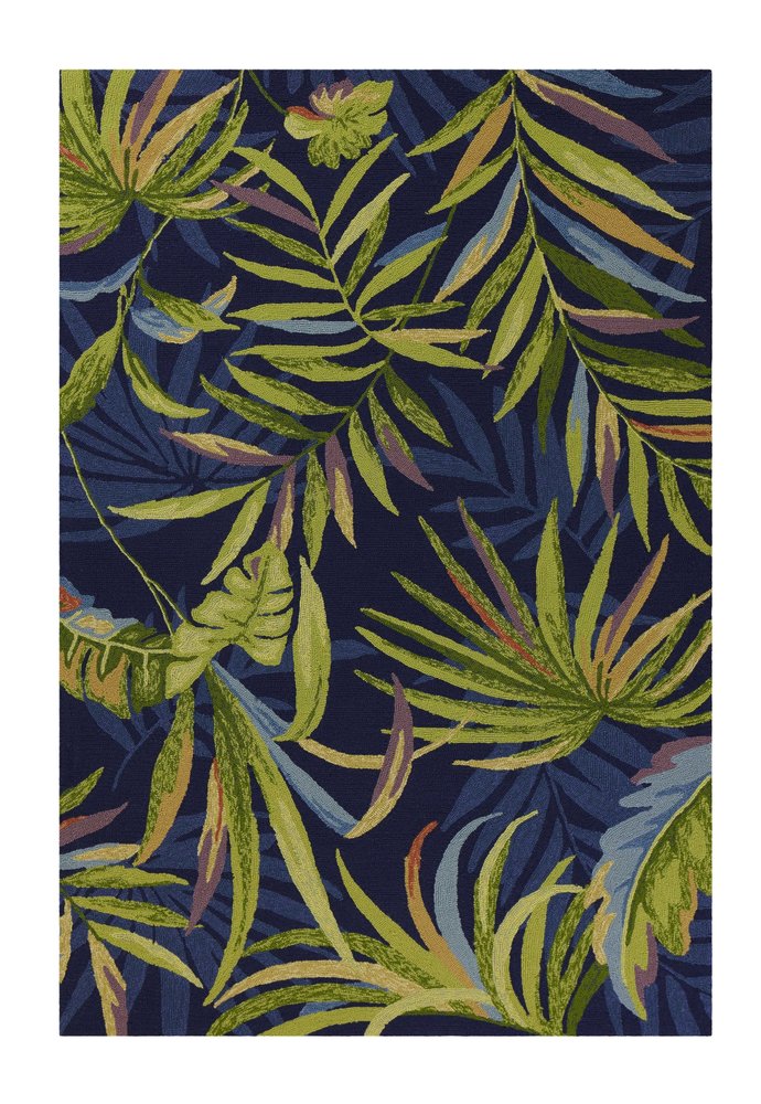 8' Blue Round Floral Indoor Outdoor Area Rug