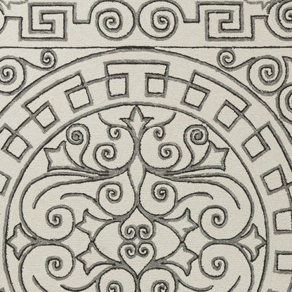 5' X 8' Gray And Ivory Damask Indoor Outdoor Area Rug