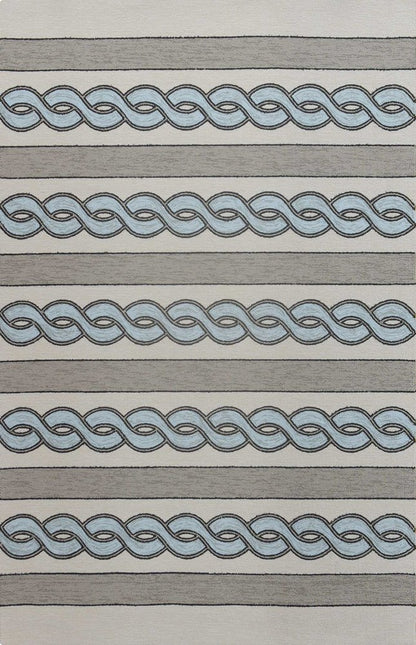 5' X 7' Ivory And Blue Abstract Handmade Indoor Outdoor Area Rug