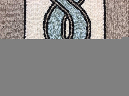 5' X 7' Ivory And Blue Abstract Handmade Indoor Outdoor Area Rug