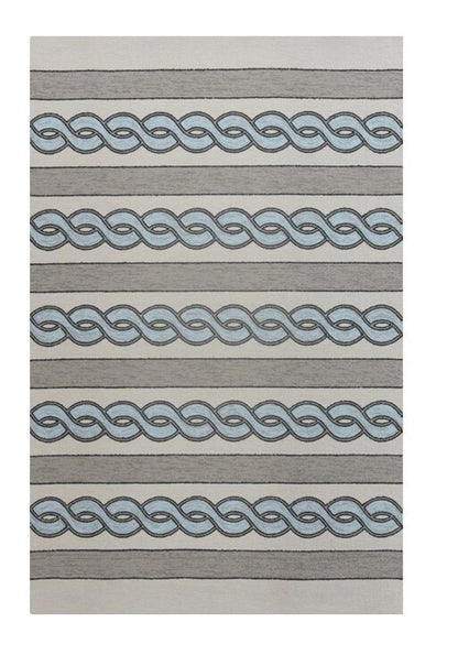 5' X 7' Ivory And Blue Abstract Handmade Indoor Outdoor Area Rug
