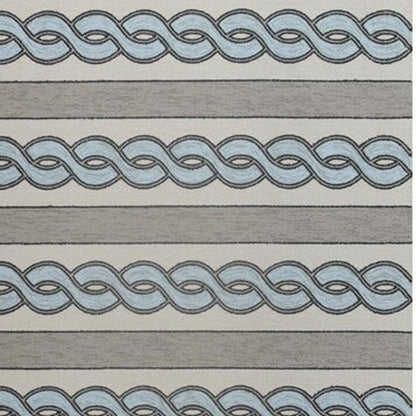 5' X 7' Ivory And Blue Abstract Handmade Indoor Outdoor Area Rug