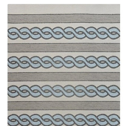 5' X 7' Ivory And Blue Abstract Handmade Indoor Outdoor Area Rug