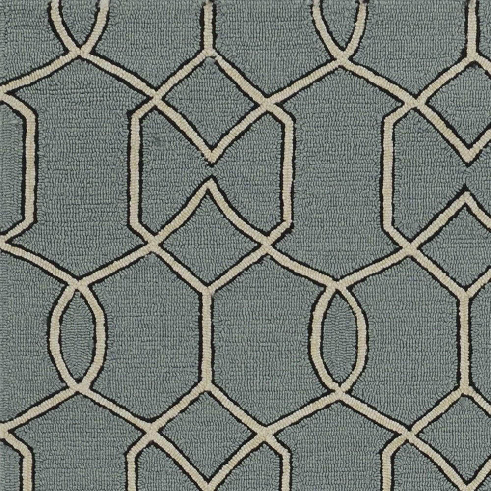 2' X 3' Green and Ivory Hand Hooked Area Rug