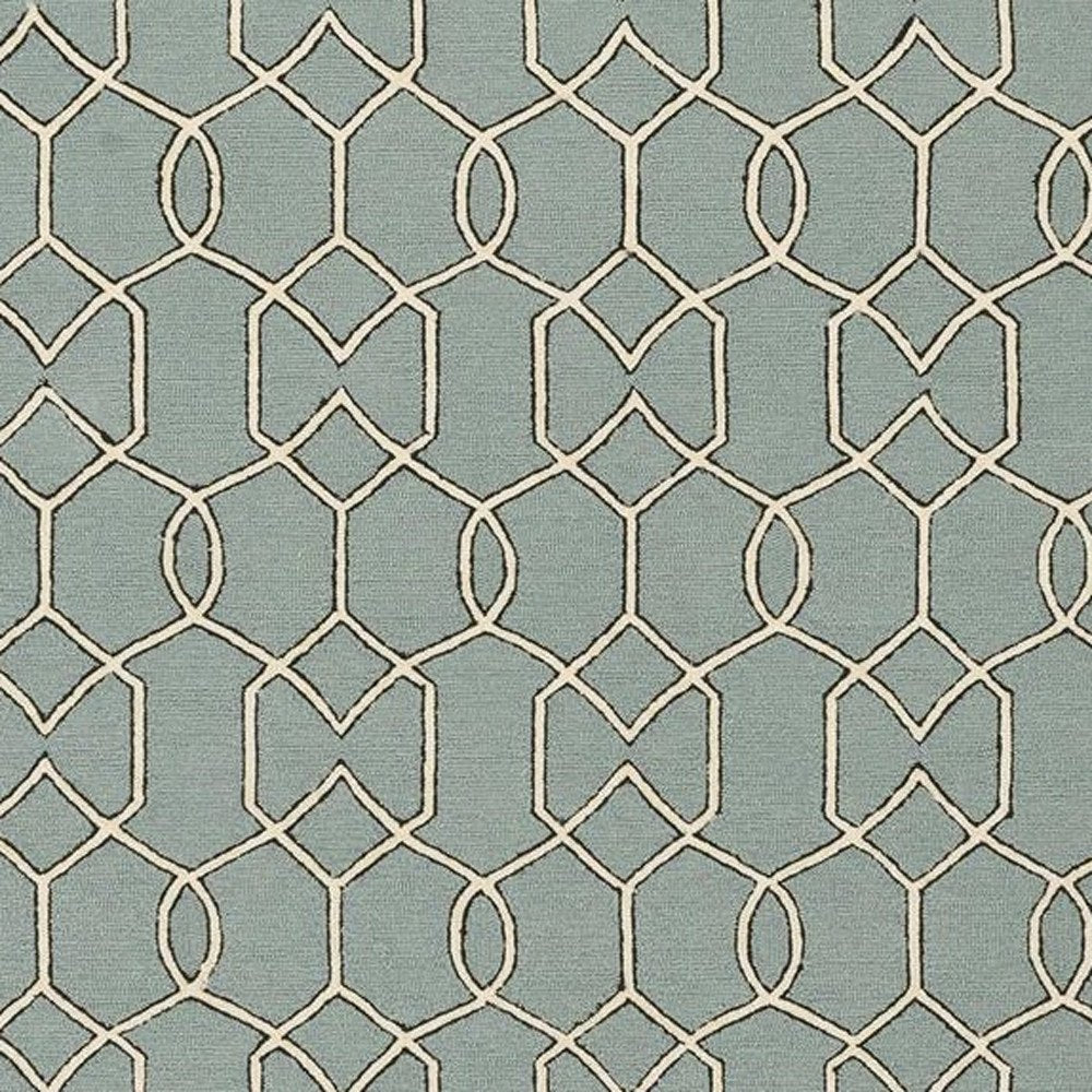 2' X 3' Green and Ivory Hand Hooked Area Rug