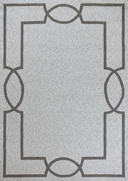 5' X 7' Ivory And Brown Geometric Handmade Indoor Outdoor Area Rug