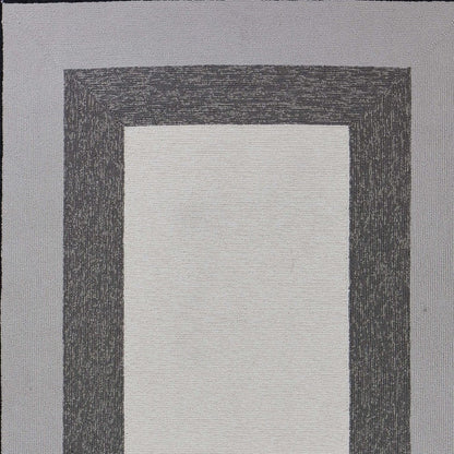 2' X 3' Black And Gray Geometric Hand Hooked Area Rug