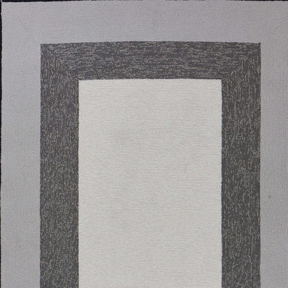 2' X 3' Black And Gray Geometric Hand Hooked Area Rug