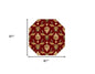 8' Red Beige And Brown Floral Vines Octagon Rug