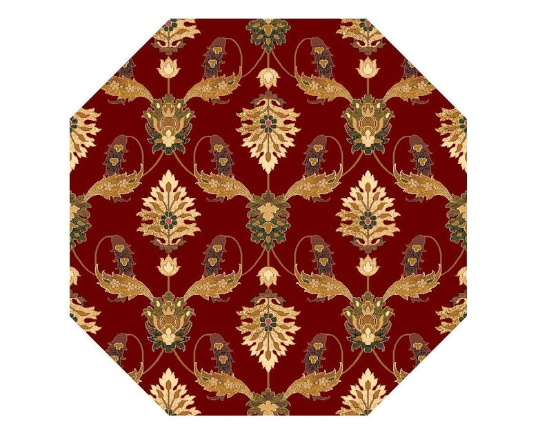 5' X 8' Red and Ivory Floral Area Rug