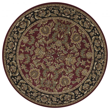 5' X 8' Red And Black Floral Medallion Area Rug