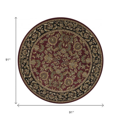 5' X 8' Red And Black Floral Medallion Area Rug