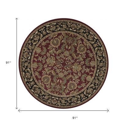 5' X 8' Red And Black Floral Medallion Area Rug