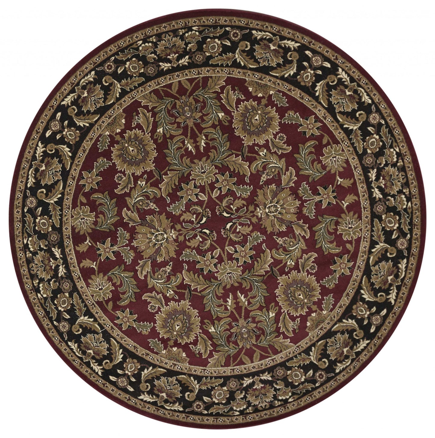 5' X 8' Red And Black Floral Medallion Area Rug