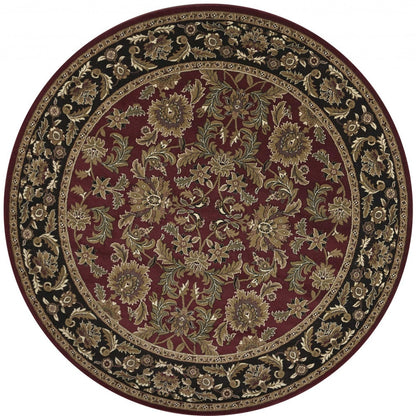 5' X 8' Red And Black Floral Medallion Area Rug