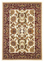 8' Ivory Red And Orange Floral Medallion Octagon Rug