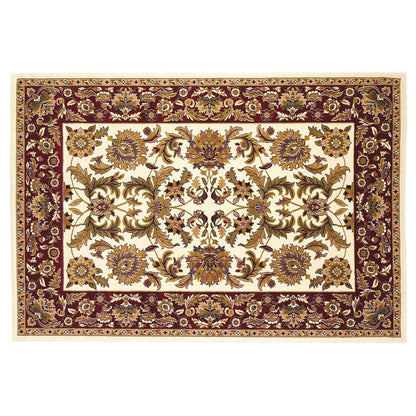 8' Ivory Red And Orange Floral Medallion Octagon Rug