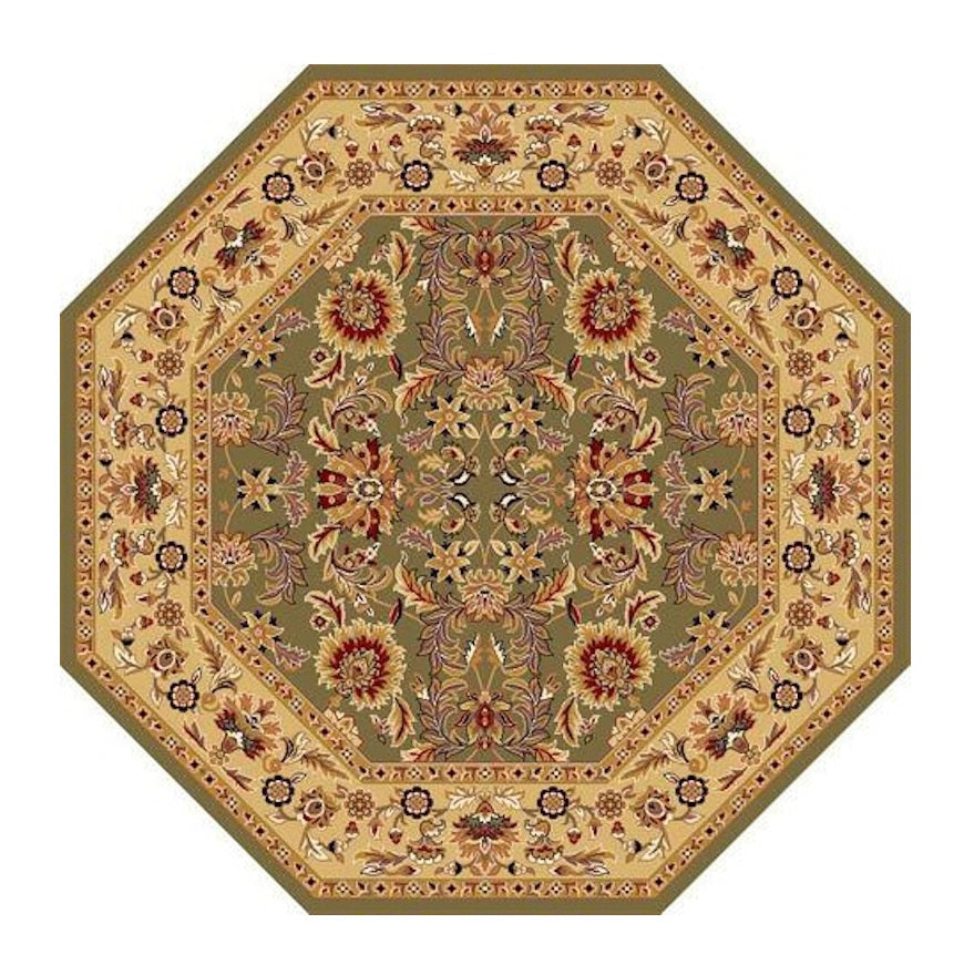 2' X 3' Green Taupe Machine Woven Floral Traditional Indoor Accent Rug