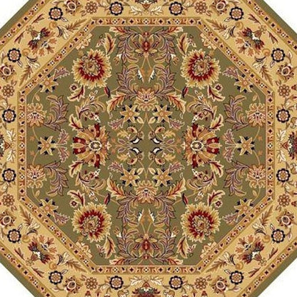 2' X 3' Green Taupe Machine Woven Floral Traditional Indoor Accent Rug