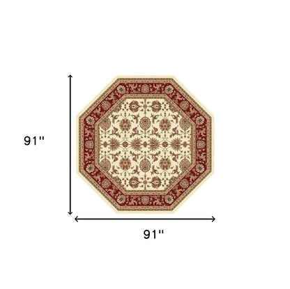 2' X 3' Red Ivory And Brown Floral Medallion Area Rug