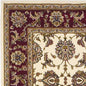 7' Red Ivory And Brown Floral Medallion Octagon Rug