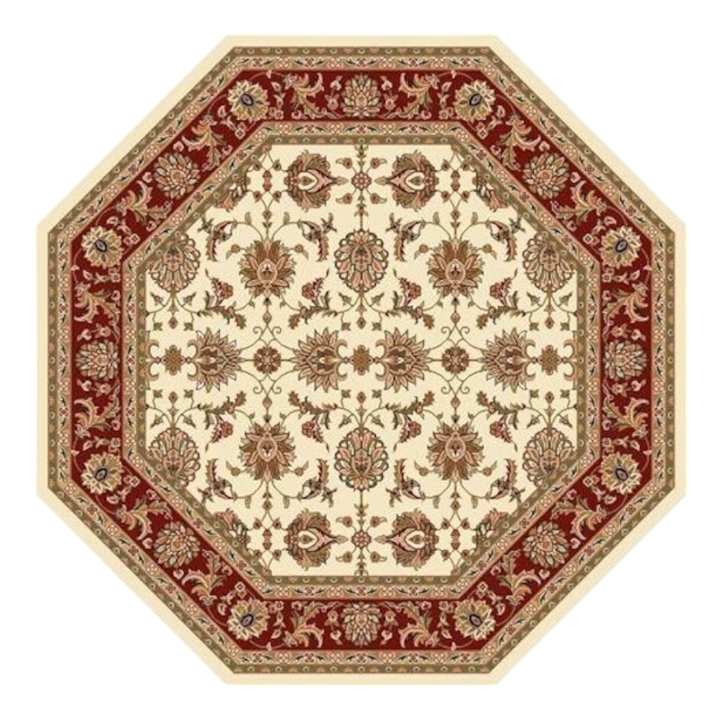 2' X 3' Red Ivory And Brown Floral Medallion Area Rug